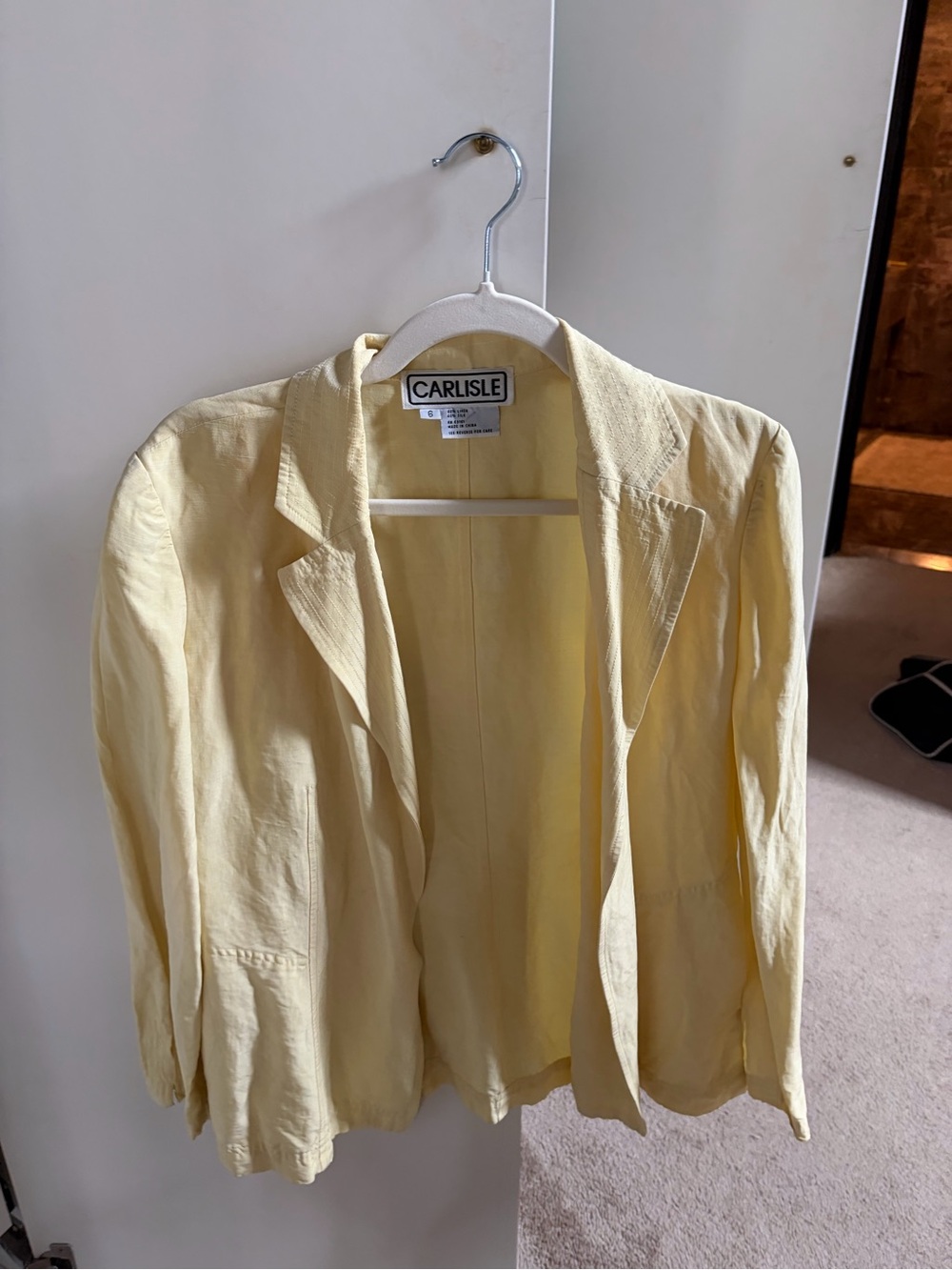 Carlisle Pale Yellow Open-Front Blazer